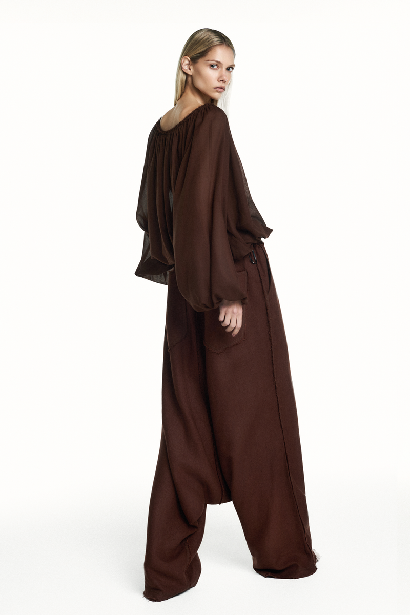 CALÇA SARUEL LINHO MARROM