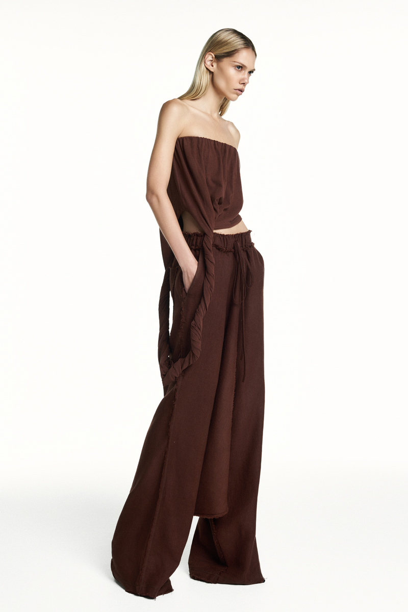 CALÇA SARUEL LINHO MARROM