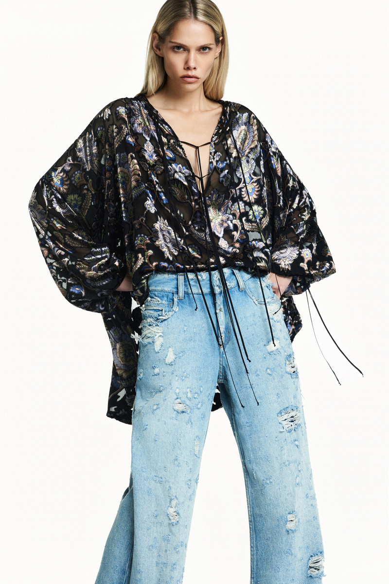 BATA AMPLA MANGA LONGA GEORGETE DEVORÊ