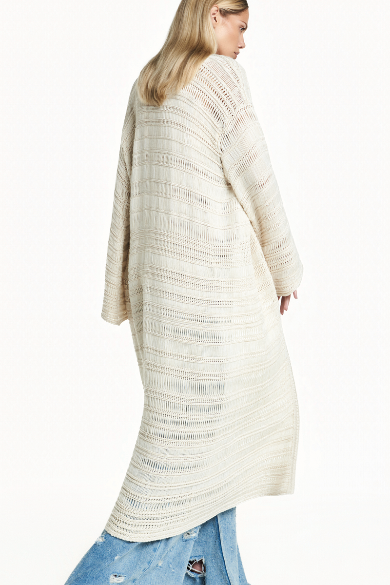 TRICOT LONGO PONTO REDE BEGE