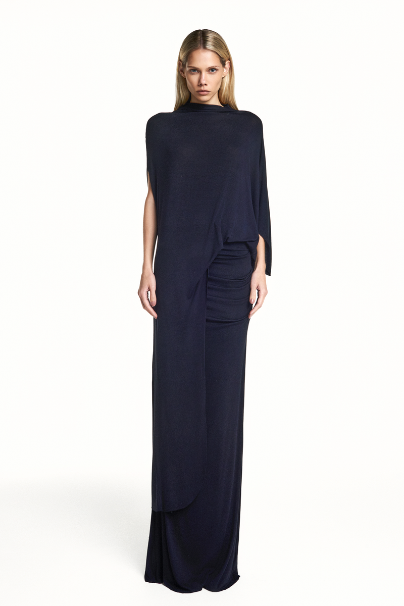 BLUSA KAFTAN ASSIMÉTRICA MALHA PRETA