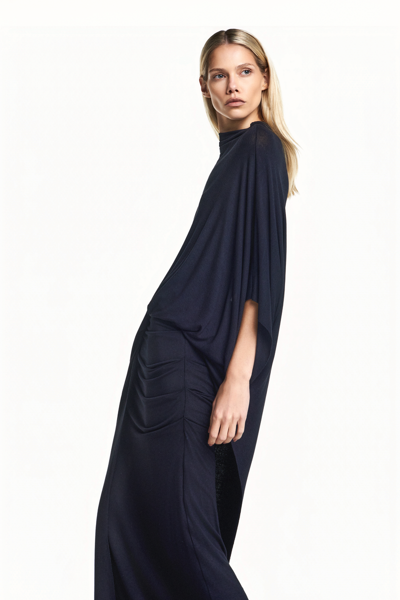 BLUSA KAFTAN ASSIMÉTRICA MALHA PRETA