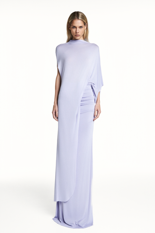 SAIA LONGA DRAPEADO QUADRIL MALHA LAVANDA