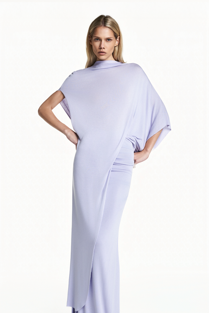 BLUSA KAFTAN ASSIMÉTRICA MALHA LAVANDA