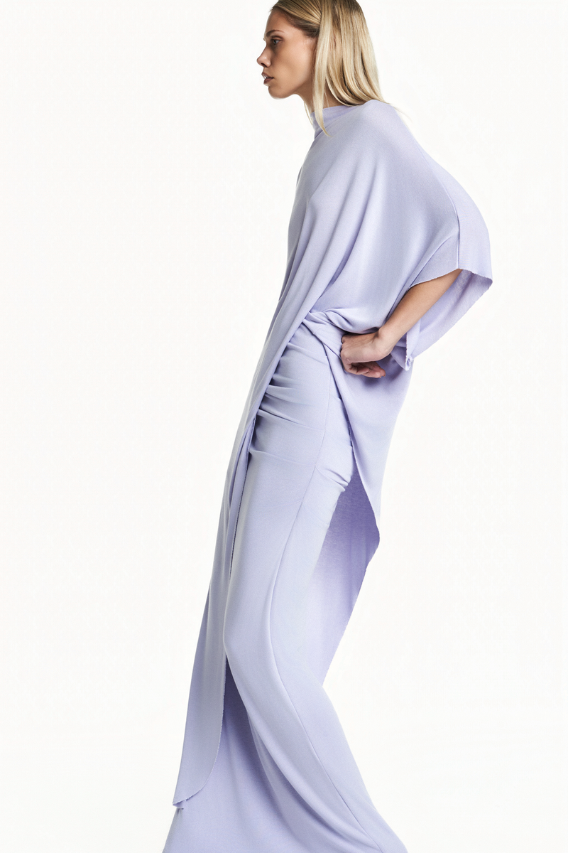 BLUSA KAFTAN ASSIMÉTRICA MALHA LAVANDA