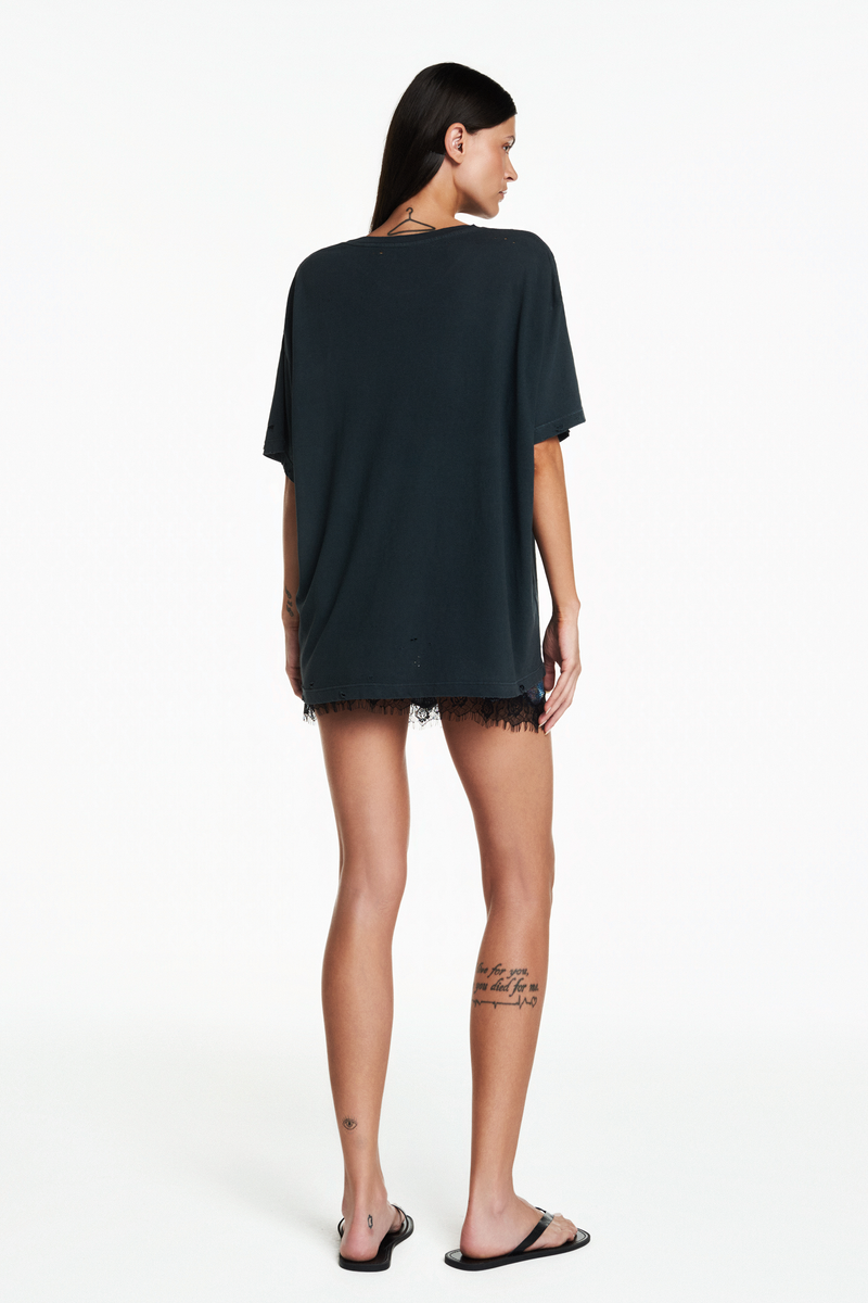 MINI SAIA PAETÊ GOLFINHO AZUL RENDA BARRA