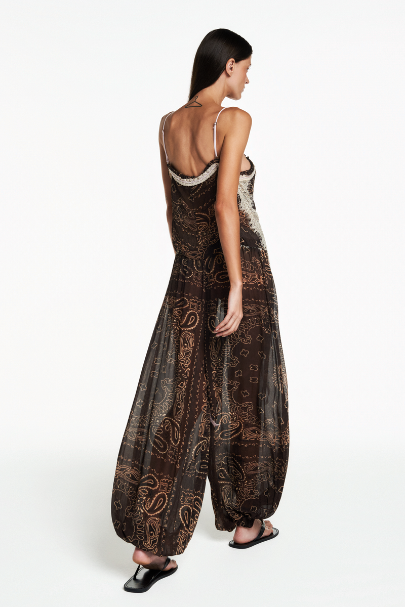 REGATA CHIFFON BANDANA MARROM COM RENDA