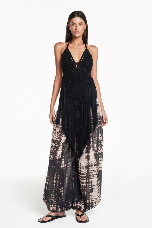 TOP CROCHÊ FRANJAS PRETO