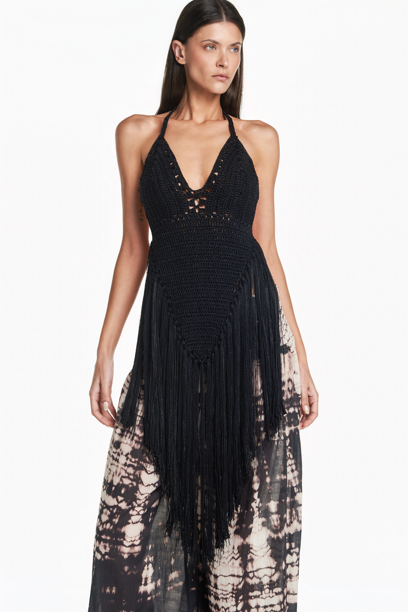 TOP CROCHÊ FRANJAS PRETO