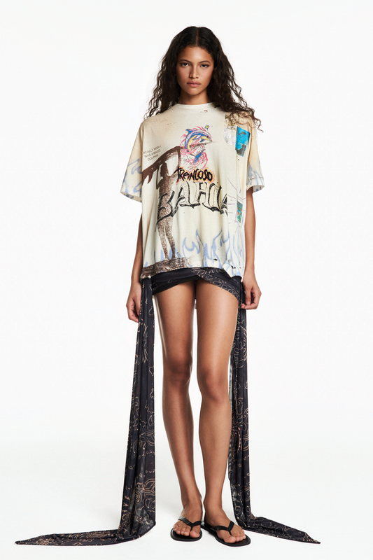 MINI SAIA TRANSPASSES TULE BANDANA MARROM