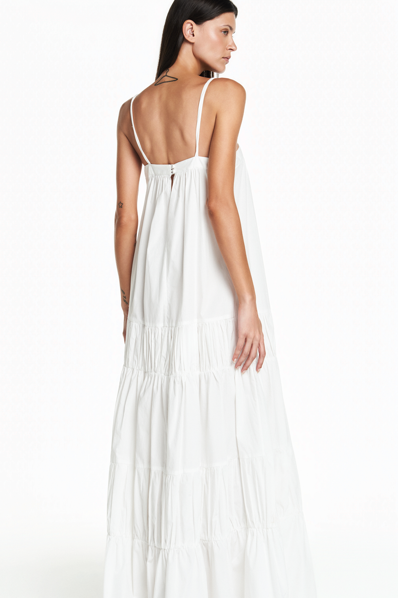 VESTIDO LONGO ALÇAS TRICOLINE OFF WHITE