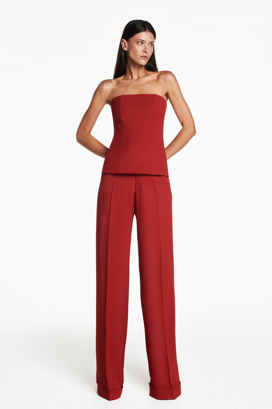 TOP CORSET CREPE PATOU VERMELHO