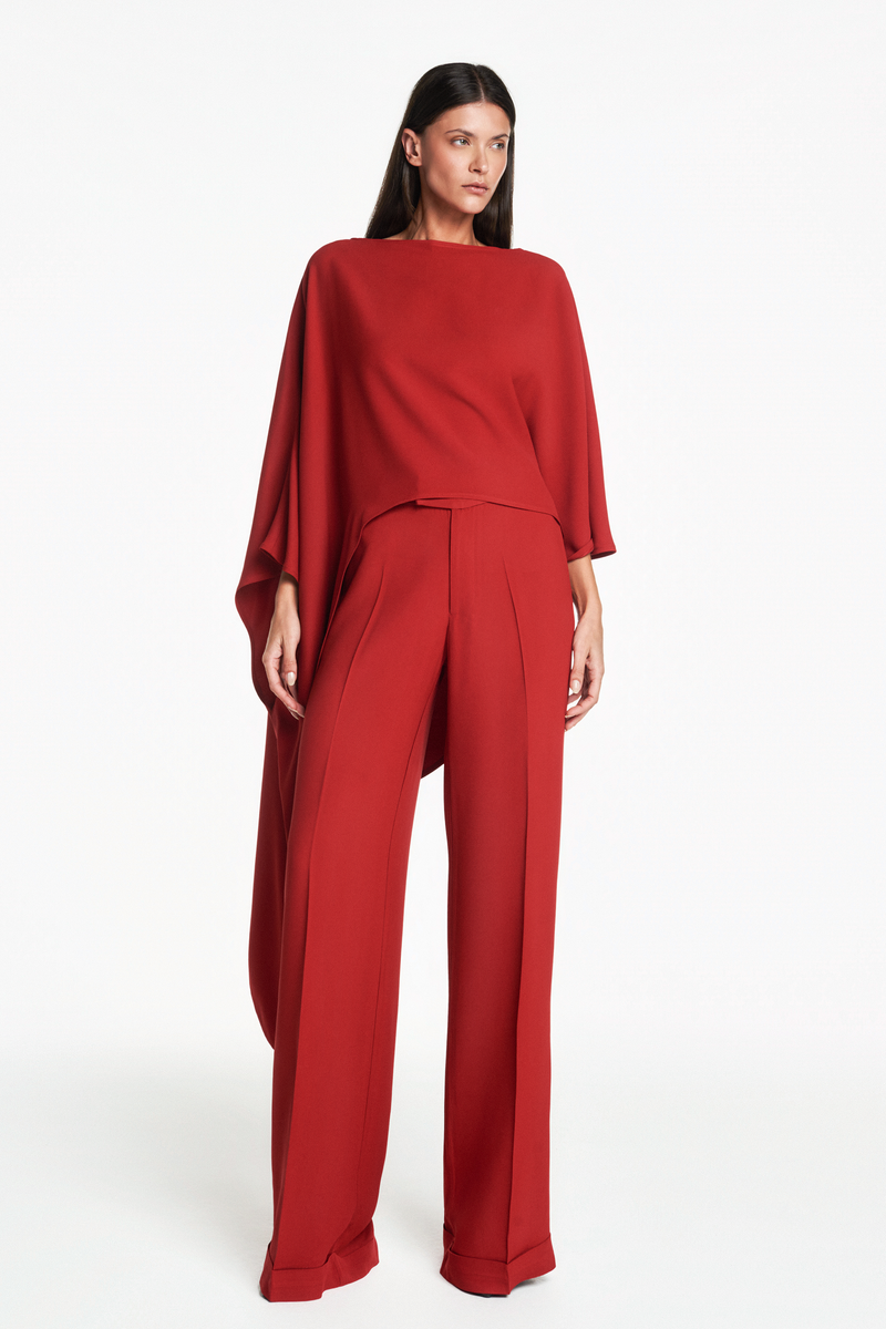 KAFTAN ASSIMÉTRICA CREPE PATOU VERMELHO