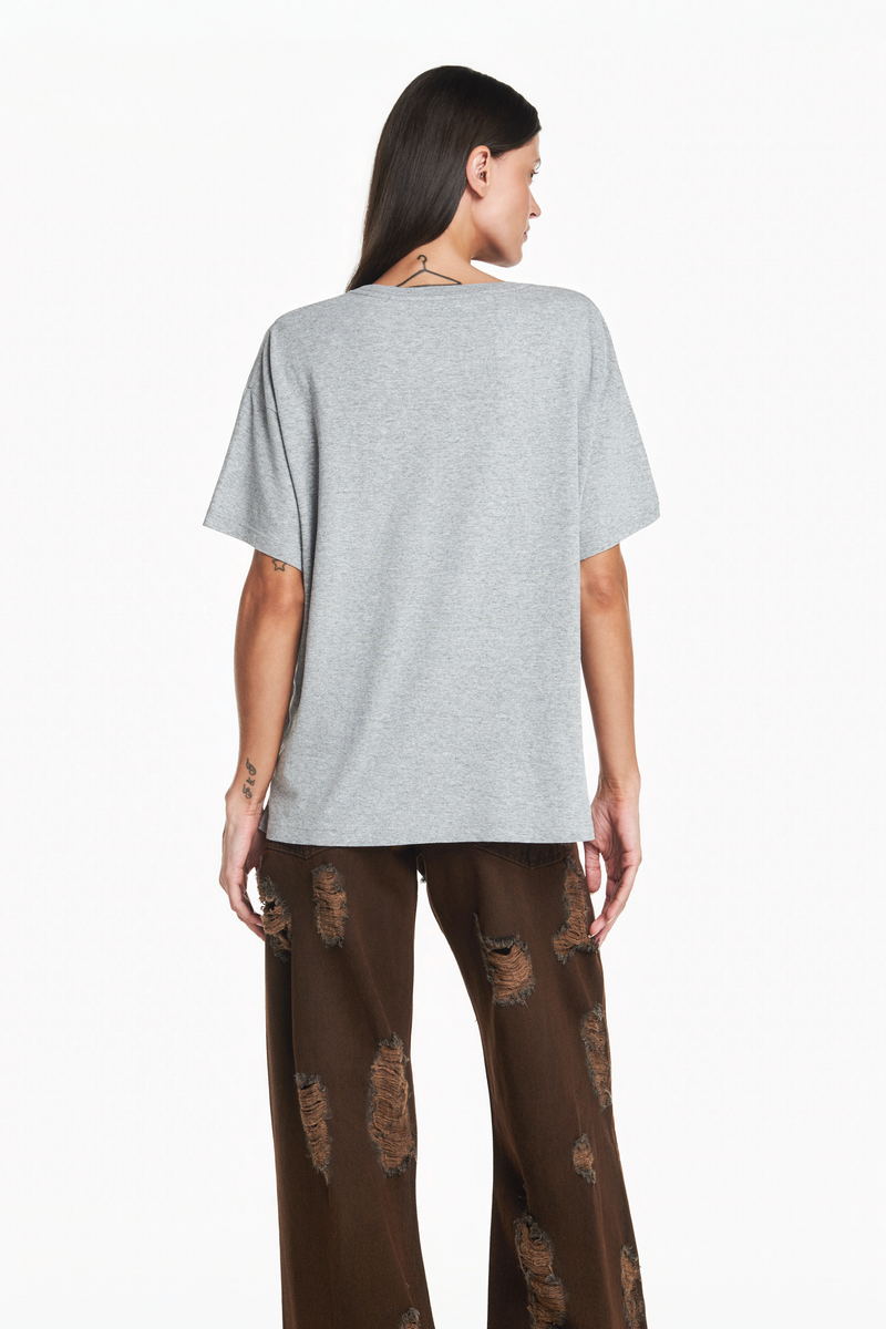 CAMISETA BÁSICA MALHA CINZA MESCLA