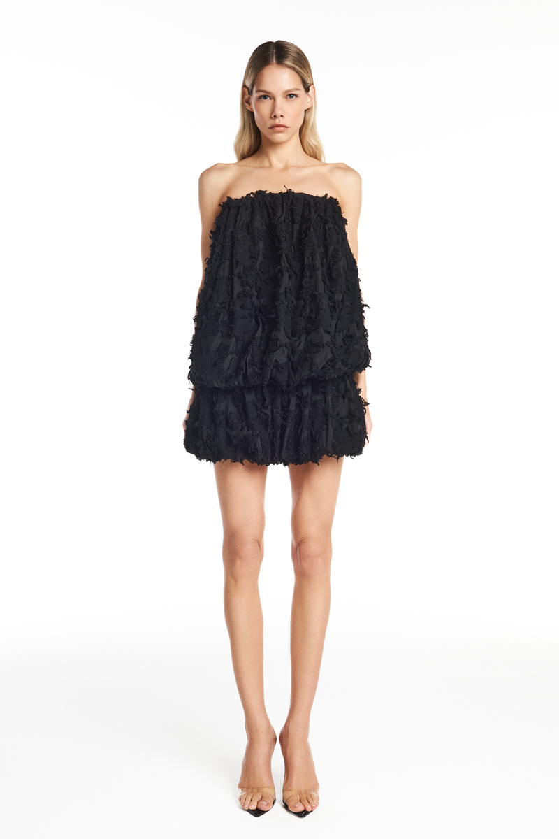 VESTIDO TOMARA QUE CAIA BALONÊ CURTO ALGODÃO DEVORÊ PRETO (8950210986211)
