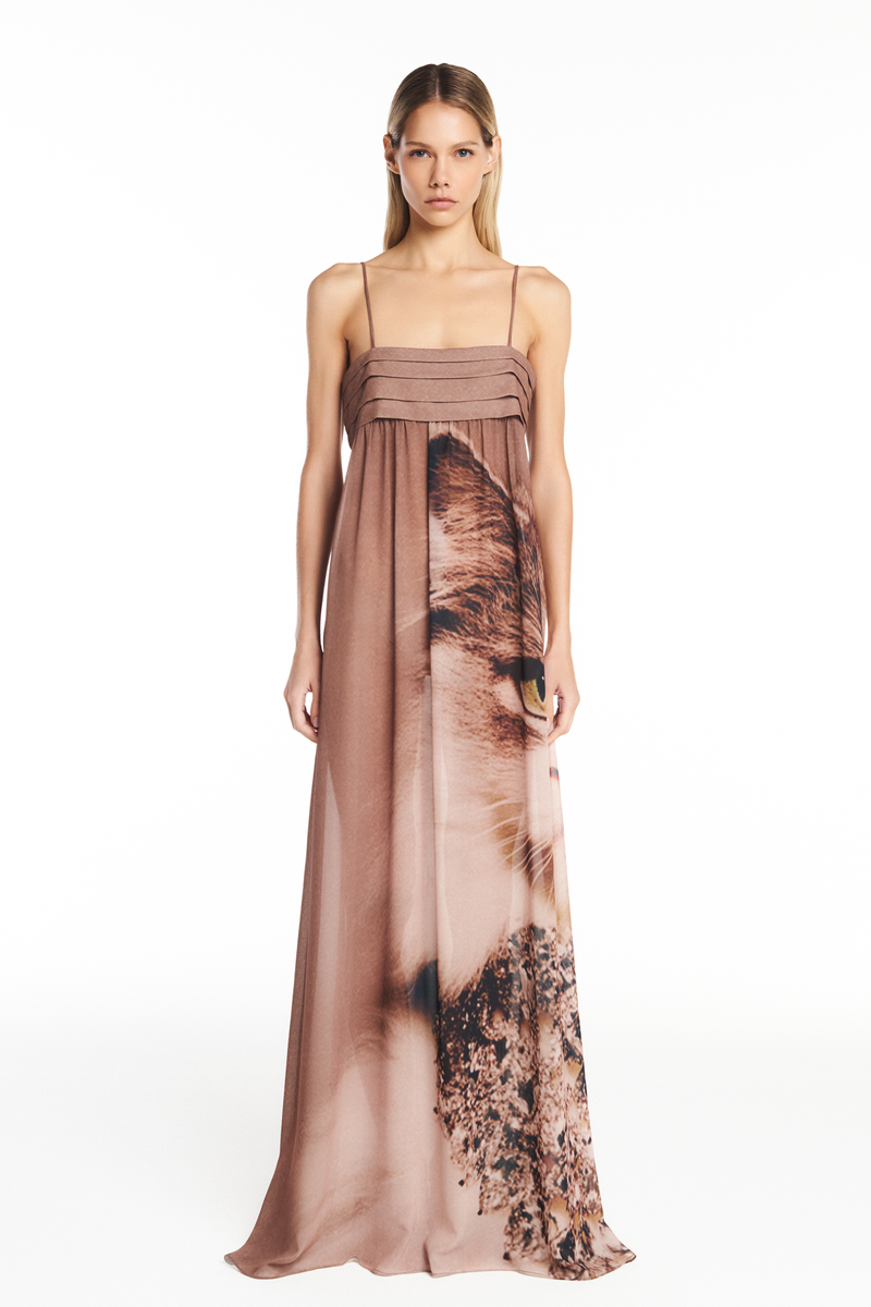 VESTIDO LONGO ALÇA PEITO DRAPEADO GATO (8950209741027)
