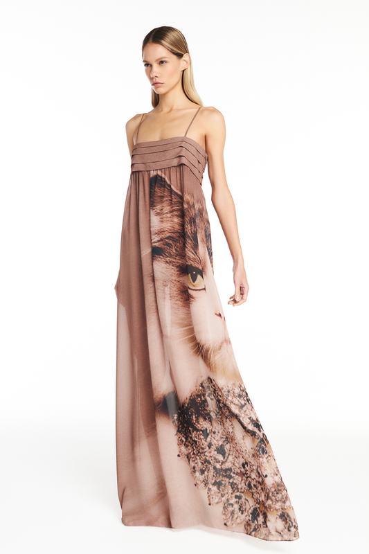VESTIDO LONGO ALÇA PEITO DRAPEADO GATO (8950209741027)