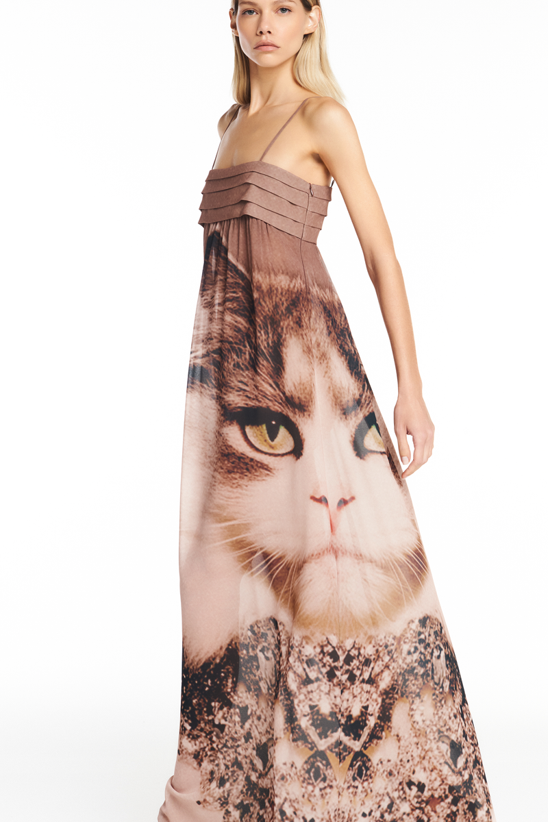VESTIDO LONGO ALÇA PEITO DRAPEADO GATO (8950209741027)