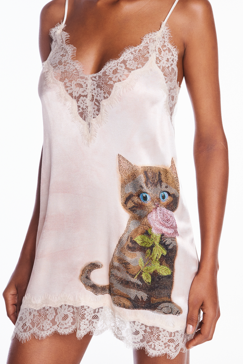 VESTIDO CURTO CETIM GATO PEDRA – TIG STORE