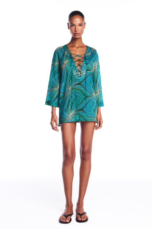 BATA DECOTE AMARRAÇÃO GEOMÉTRICO BORDADO VERDE (8950206365923)