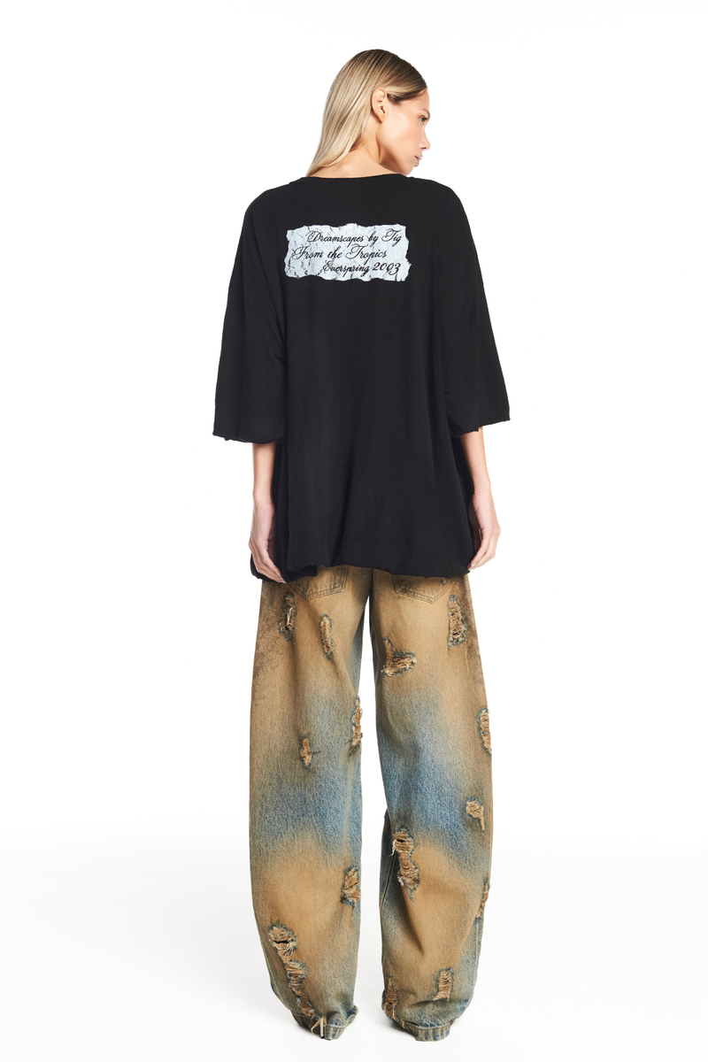CALÇA JEANS BALLOON MANCHADA COM RASGOS (8952670748899)