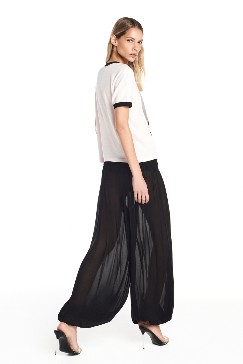 CALÇA PALA LASTEX ELÁSTICO BARRA GEORGETE PRETO (8950207774947)