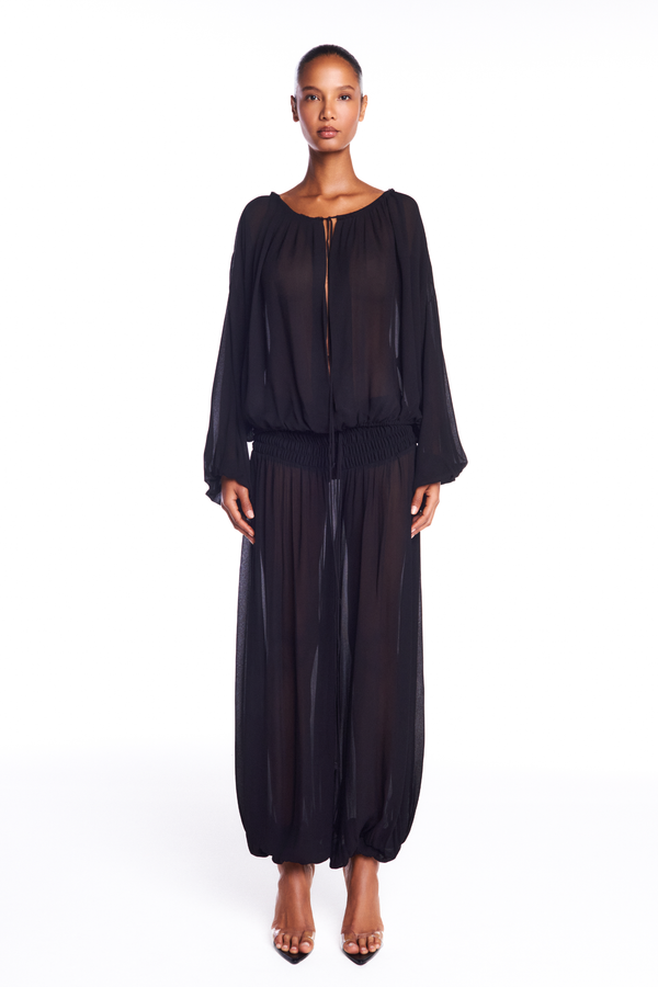 CALÇA PALA LASTEX ELÁSTICO BARRA GEORGETE PRETO (8950207774947)