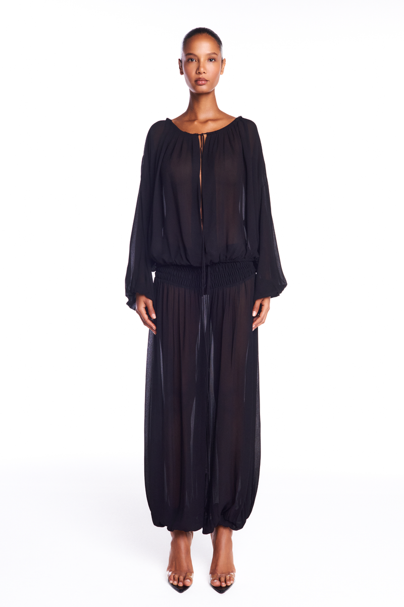 CALÇA PALA LASTEX ELÁSTICO BARRA GEORGETE PRETO (8950207774947)