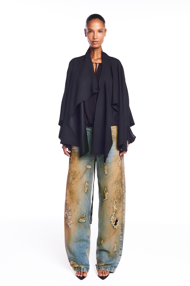 CALÇA JEANS BALLOON MANCHADA COM RASGOS (8952670748899)