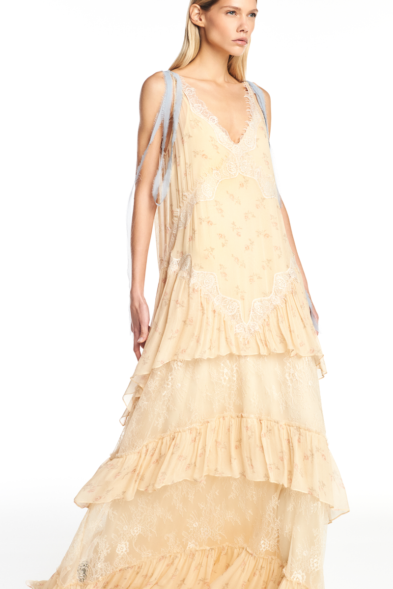 VESTIDO LONGO ALÇA CHIFFON FLORAL COM RENDA (8950209642723)