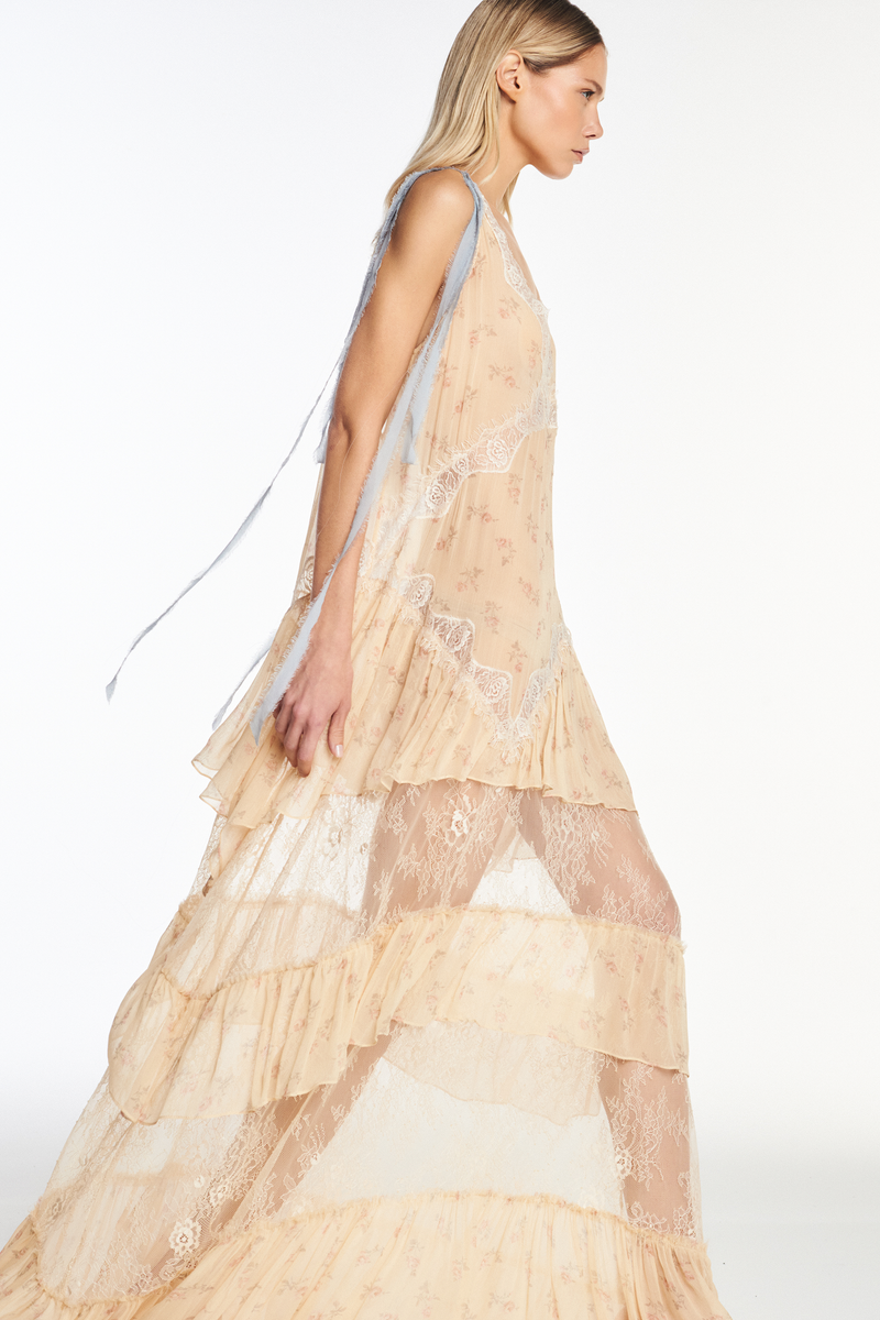 VESTIDO LONGO ALÇA CHIFFON FLORAL COM RENDA (8950209642723)