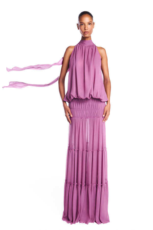 SAIA LONGA CAMADAS PALA LASTEX GEORGETE LAVANDA (8950208692451)