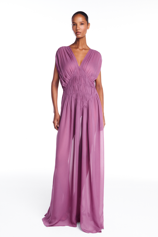 VESTIDO LONGO SEM MANGA LASTEX GEORGETE LAVANDA (8950210625763)