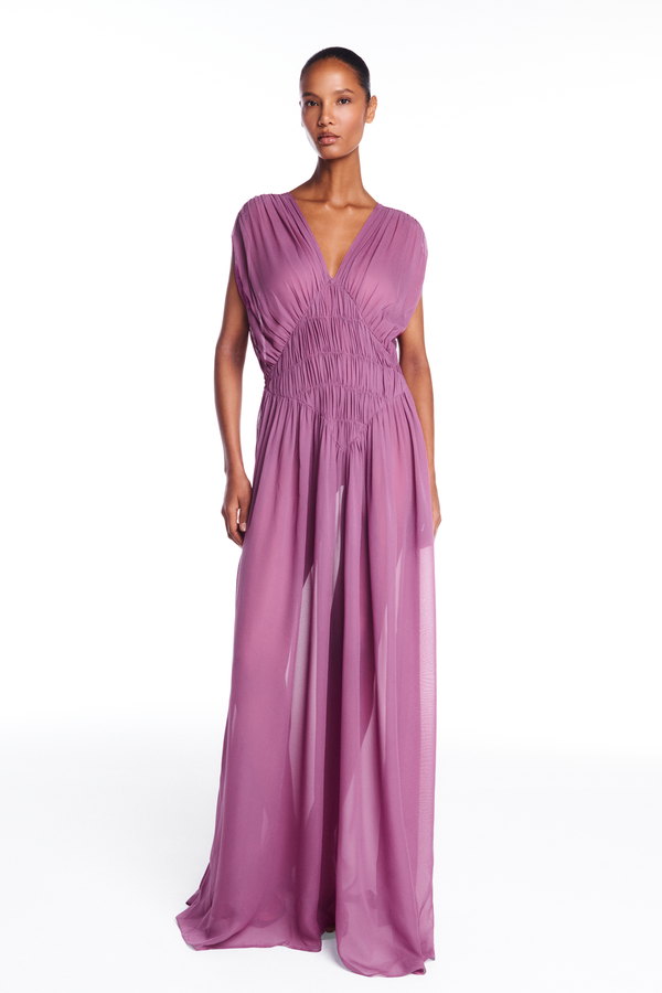 VESTIDO LONGO SEM MANGA LASTEX GEORGETE LAVANDA (8950210625763)