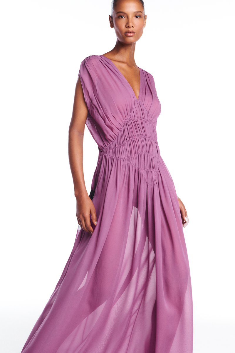 VESTIDO LONGO SEM MANGA LASTEX GEORGETE LAVANDA (8950210625763)