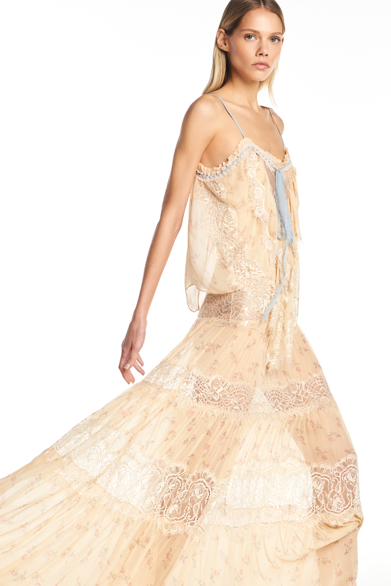 SAIA LONGA CHIFFON FLORAL COM RENDA (8950208790755)