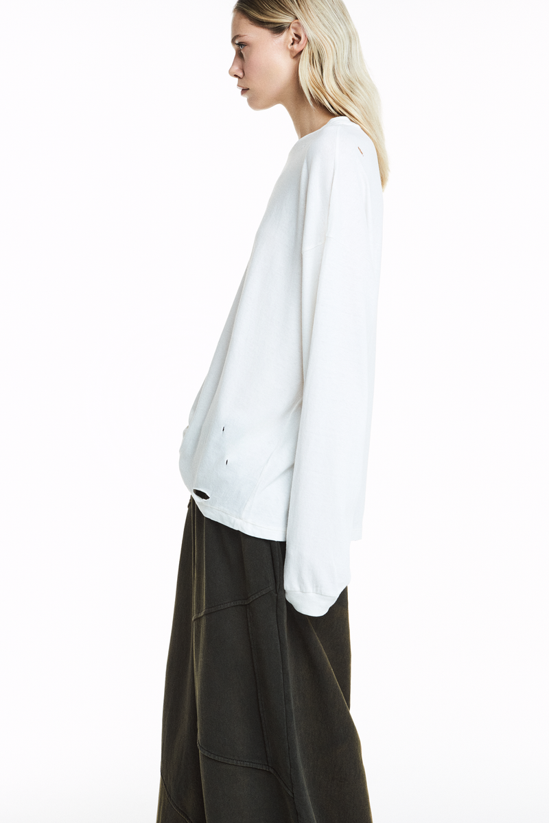 CAMISETA MANGA LONGA DESTROYED OFF WHITE (8838229885155)