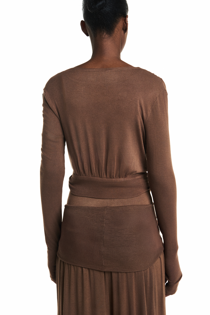 BLUSA CACHECOUER MALHA MARROM (8838226706659)