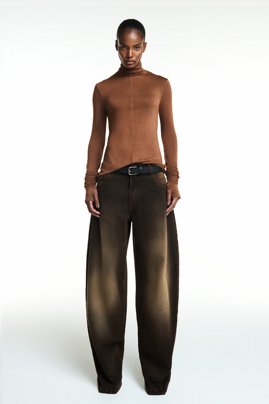 CALÇA JEANS BALLON MARROM (8838238339299)