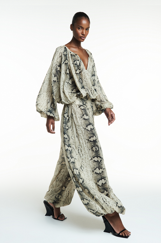 CALÇA PALA DRAPEADA ELÁSTICO BARRA ALGODÃO COBRA (8838228934883)