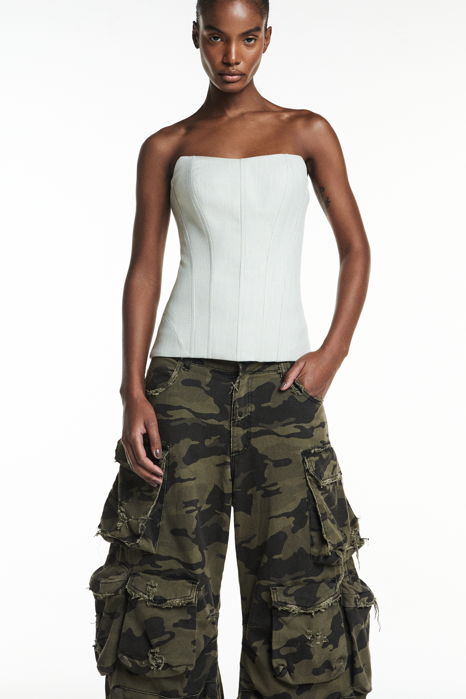 TOP CORSET TOMARA QUE CAIA XADREZ BEGE CLARO – TIG STORE