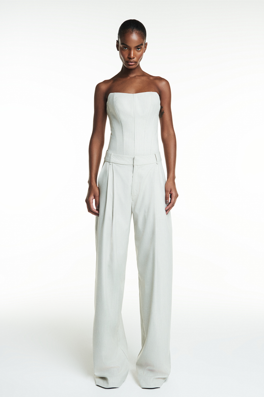 CALÇA ALFAIATARIA PREGAS XADREZ BEGE CLARO (8838228279523)