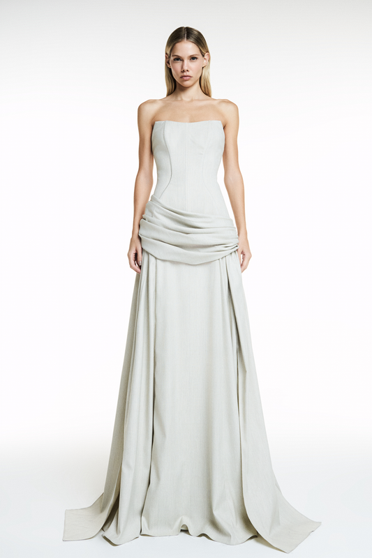 VESTIDO LONGO TOMARA QUE CAIA XADREZ BEGE CLARO (8838232539363)