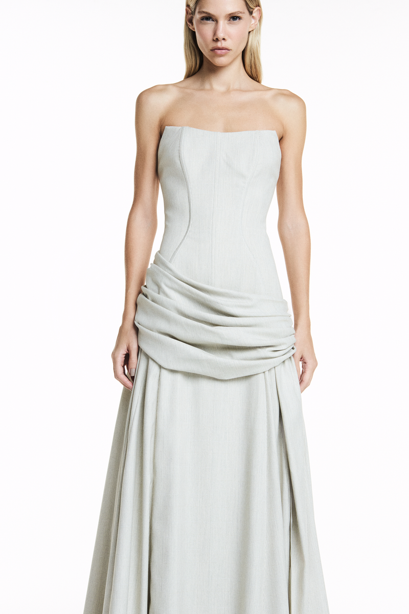 VESTIDO LONGO TOMARA QUE CAIA XADREZ BEGE CLARO (8838232539363)