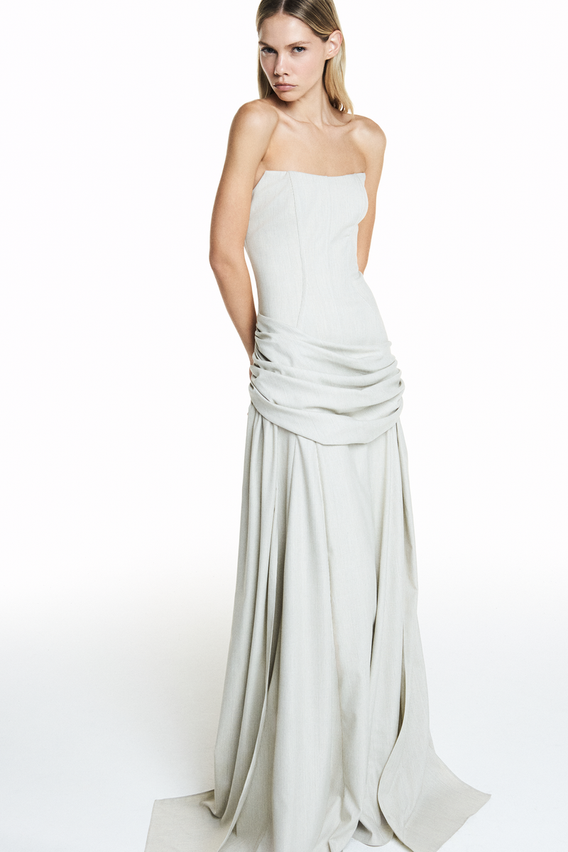 VESTIDO LONGO TOMARA QUE CAIA XADREZ BEGE CLARO (8838232539363)