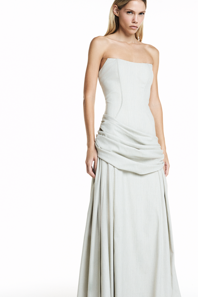 VESTIDO LONGO TOMARA QUE CAIA XADREZ BEGE CLARO (8838232539363)