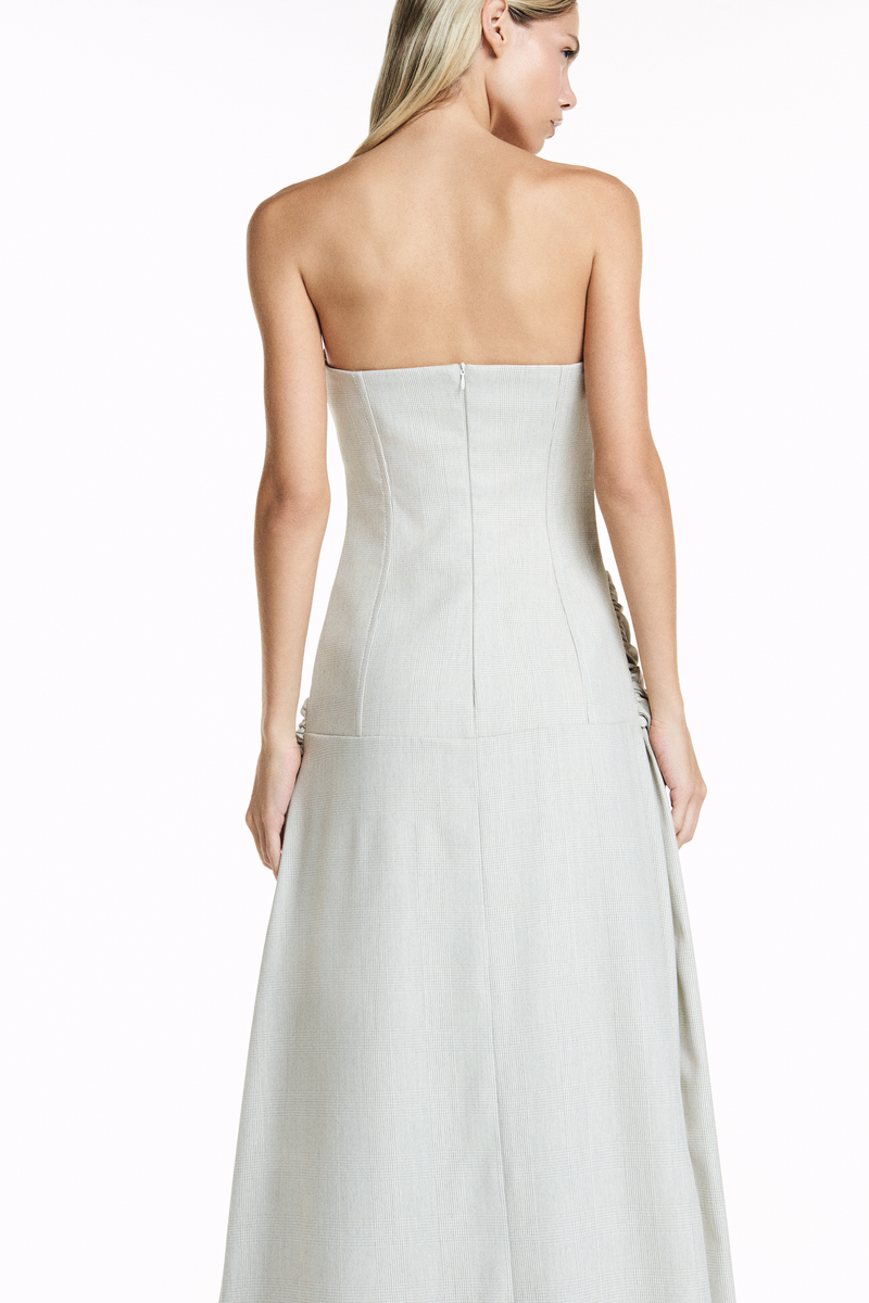 VESTIDO LONGO TOMARA QUE CAIA XADREZ BEGE CLARO (8838232539363)
