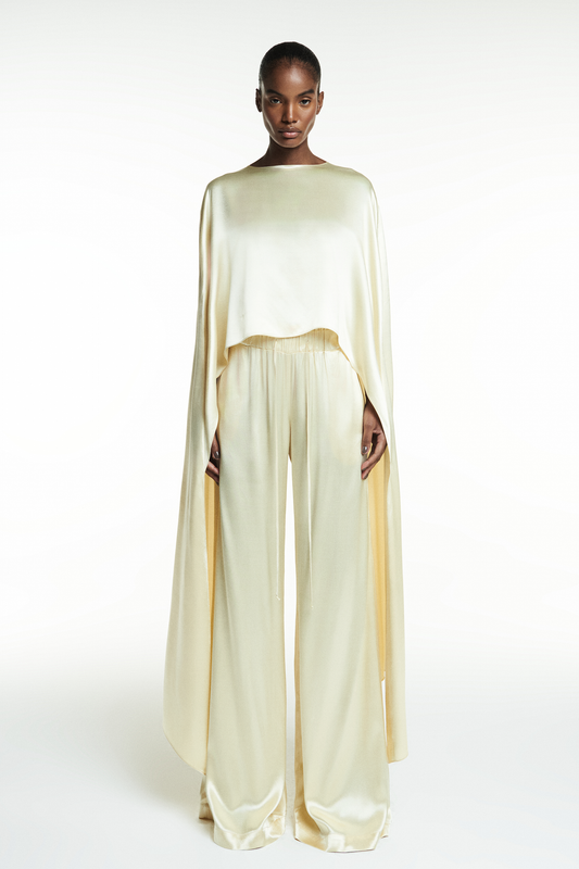 CALÇA CÓS ELÁSTICO CETIM CREME (8838228410595)