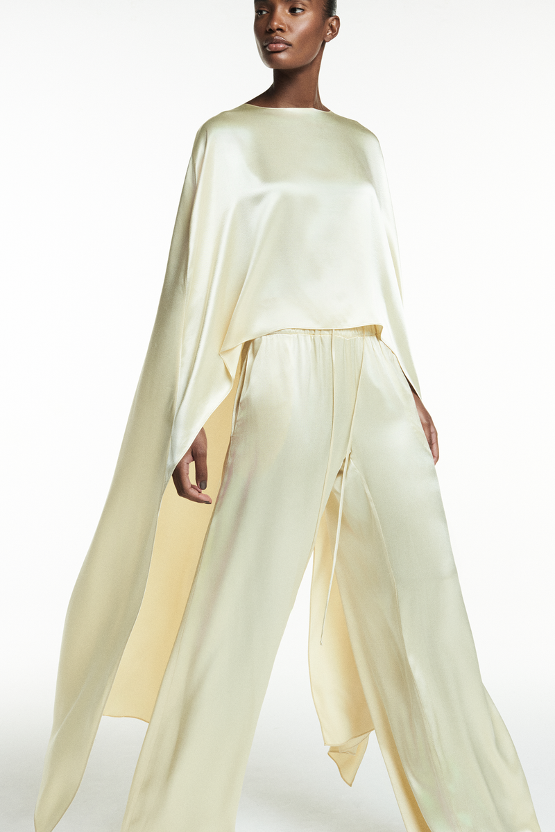 CALÇA CÓS ELÁSTICO CETIM CREME (8838228410595)