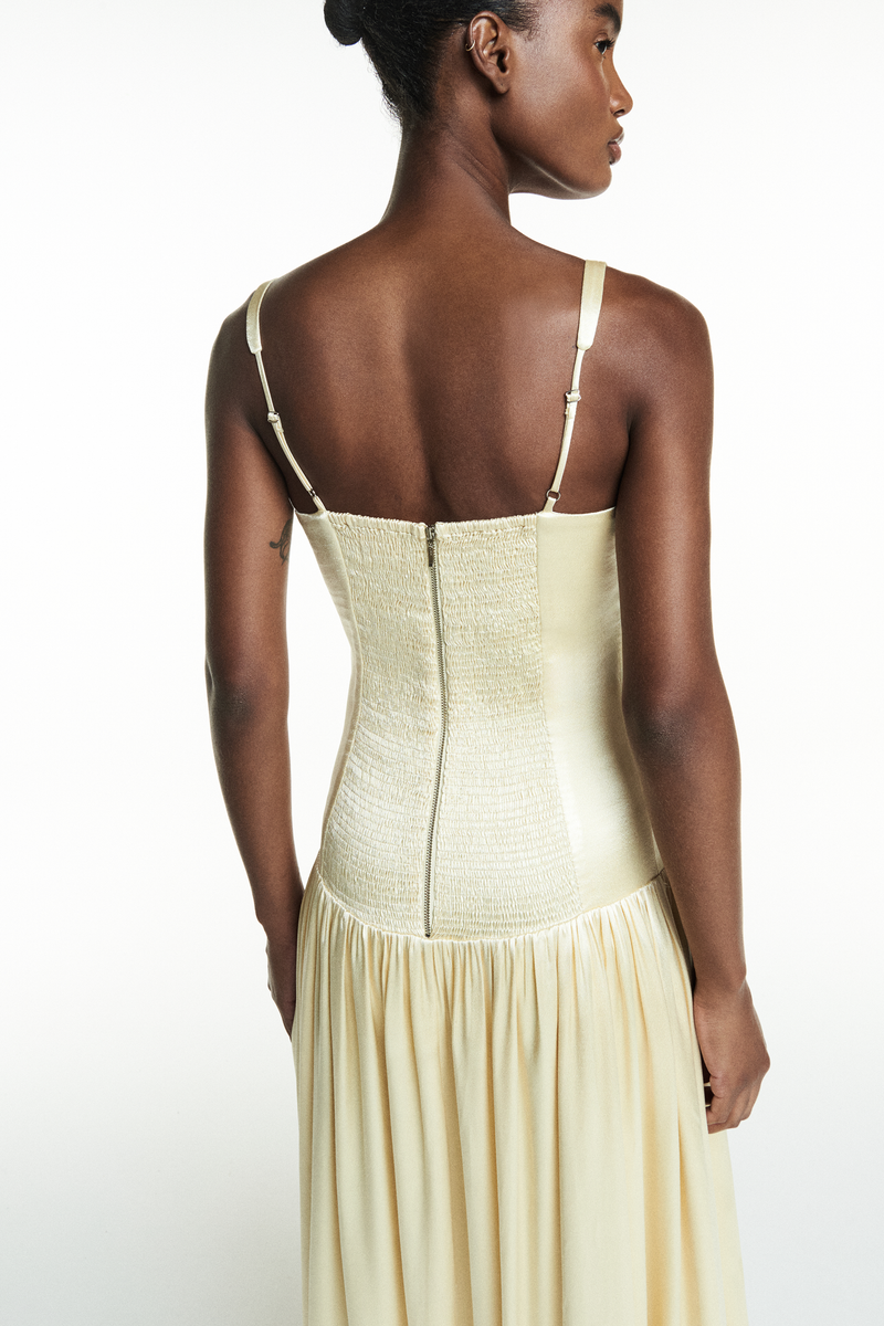 VESTIDO LONGO CORPO CORSET CETIM CREME (8838231982307)